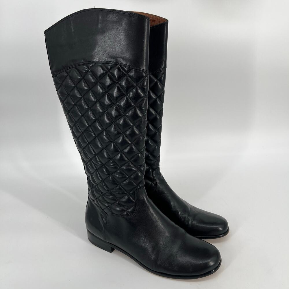 Corso Como Santona Quilted Riding Boots Womens 9M Black Leather Tall Equestrian